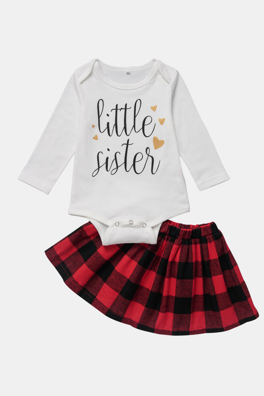 Baby Girls' Little Sister Bodysuit and Plaid Skirt Set