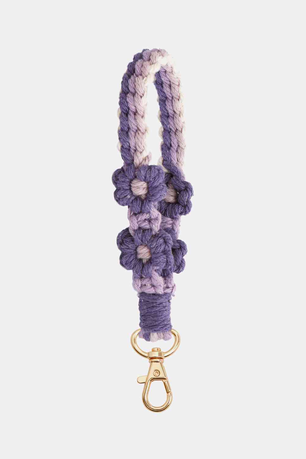 Flower Shape Wristlet Zinc Alloy Closure Macrame Key Chain